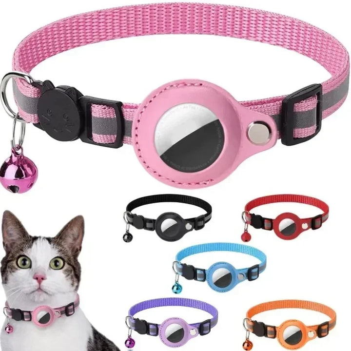 Anti-Lost Cat Collar – Airtag GPS Case with Bell & Reflective Design