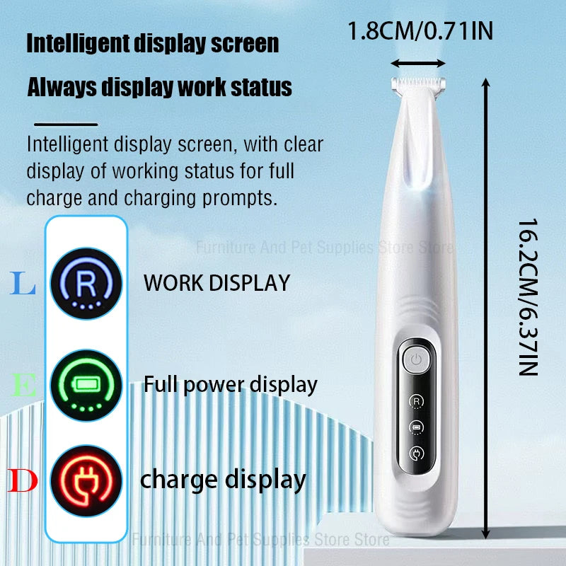 LED Dog Paw Trimmer – Waterproof Pet Hair Clippers with 18mm Blade