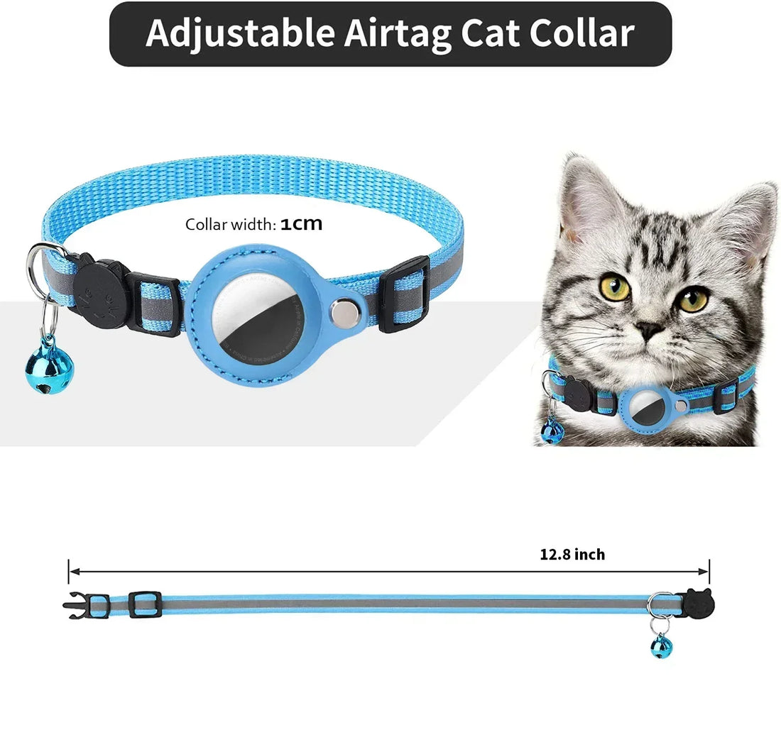 Anti-Lost Cat Collar – Airtag GPS Case with Bell & Reflective Design